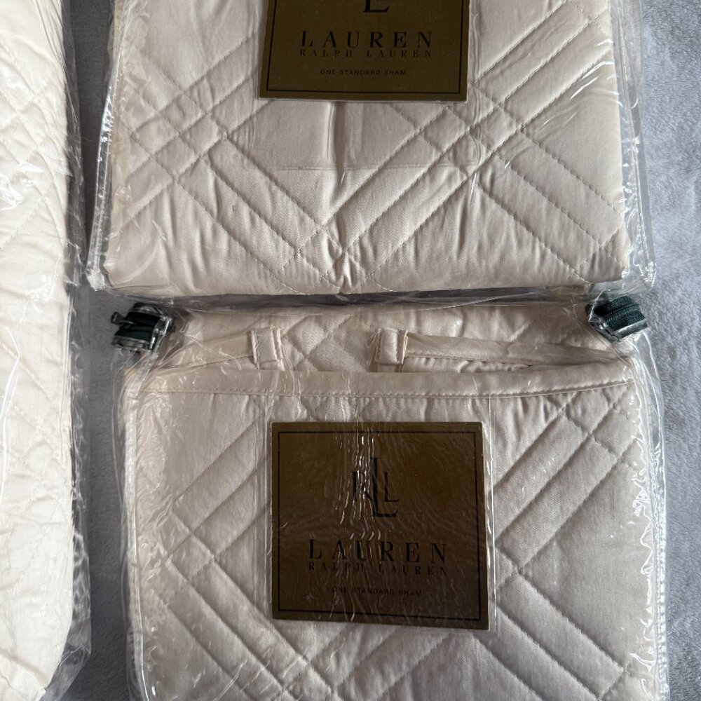 Ralph Lauren Antoinette Sateen Quilted Standard Shams and Queen Quilt - Picture 2 of 9